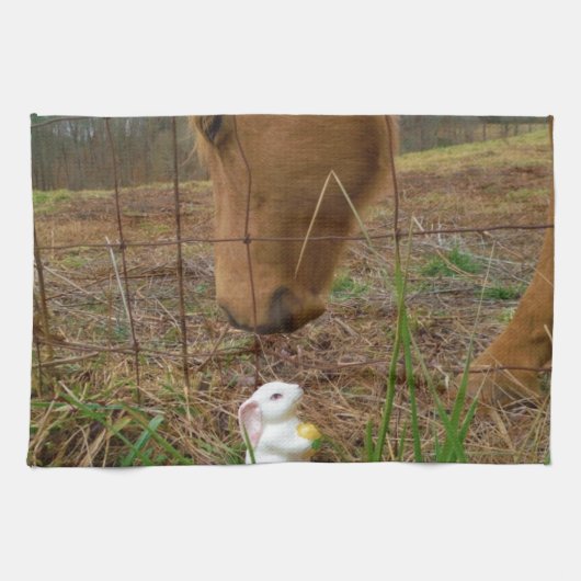 Linge De Cuisine cheval et fleur de printemps Bunny (Horizontal)