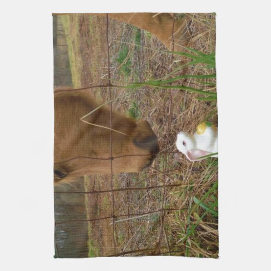 Linge De Cuisine cheval et fleur de printemps Bunny (Vertical)