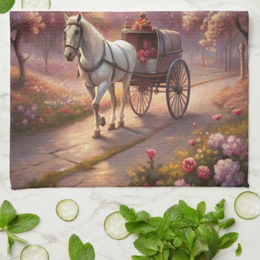 Linge De Cuisine Cheval et Panier (Plié)