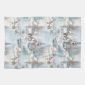 Linge De Cuisine Cheval hiver motif paysage de forêt enneigée (Horizontal)