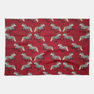 Linge De Cuisine Cheval Islandais Astrid en Rouge