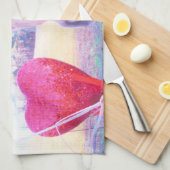 Linge De Cuisine Cheval jaune et Coeur rouge (Quart Plié)