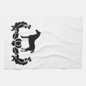 Linge De Cuisine Cheval noir et blanc Damas (Horizontal)