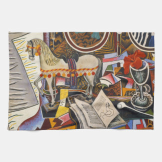 Linge De Cuisine Cheval Pipe Fleur rouge par Joan Miro