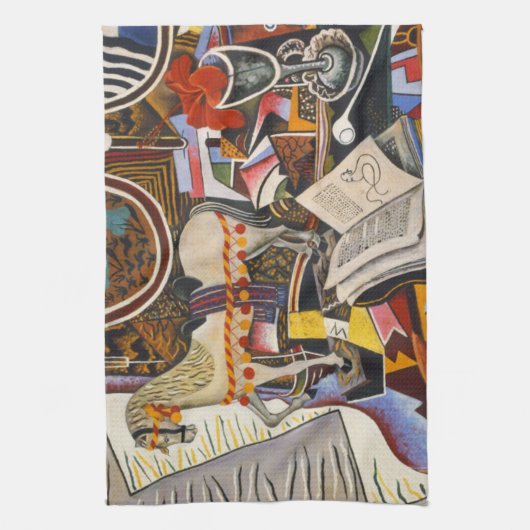 Linge De Cuisine Cheval Pipe Fleur rouge par Joan Miro (Vertical)