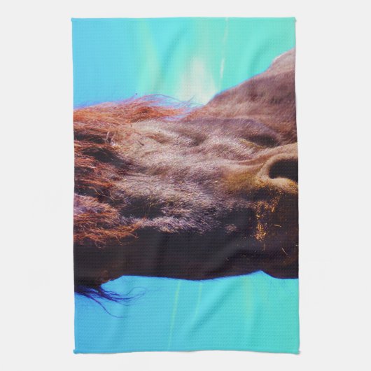 Linge De Cuisine Cheval pourpre avec Bouche verte (Vertical)