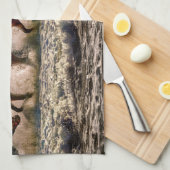 Linge De Cuisine Chevaux courir dans le Surf océanique au coucher d (Quart Plié)