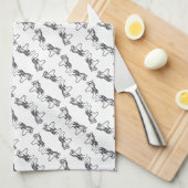 Linge De Cuisine Chevaux Dala Noir & Blanc Dala Dishtowses (Quart Plié)