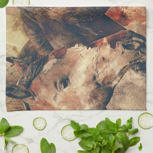 Linge De Cuisine Chevaux d'aquarelle (Plié)