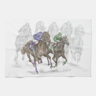Linge De Cuisine Chevaux de course à la galopante