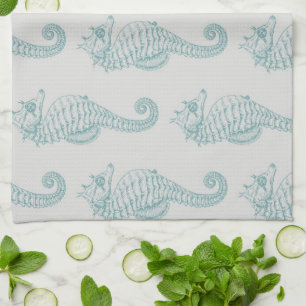 Linge De Cuisine Chevaux de mer tropicaux, Motif hippocampe - gris 