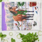 Linge De Cuisine Chevaux de Noël en neige (Plié)