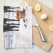 Linge De Cuisine Chevaux Du Quartier Noir En Neige (Quart Plié)