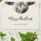 Linge De Cuisine Chevaux noir et or Citation de Noël (Plié)