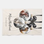 Linge De Cuisine Chevaux noir et or Citation de Noël (Horizontal)