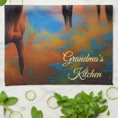 Linge De Cuisine Chevaux sauvages *personnalisez* (Plié)