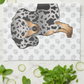 Linge De Cuisine Cheveux Courtes Et Poignets Noir Et Tan (Plié)