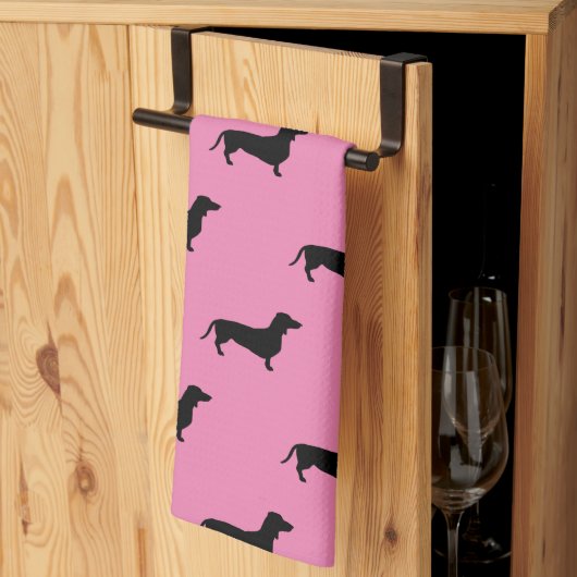 Linge De Cuisine Cheveux courts Dachshund - Silhouette 1 (Pliage en tiers)