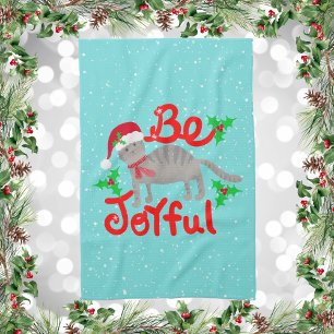 Linge De Cuisine Cheveux Père Noël Chat Holly Be Joyful Design