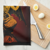 Linge De Cuisine Chèvre satanique 16x24 sur le tissu (Quart Plié)