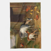 Linge De Cuisine Chèvres Et Poulets À La Ferme (Vertical)