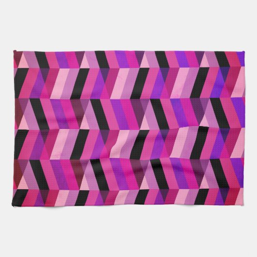 Linge De Cuisine Chevron Abstrait/Herringbone | Purples et violets (Horizontal)
