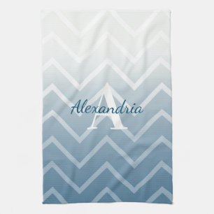 Linge De Cuisine Chevron blanc ciel bleu