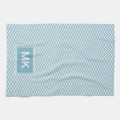 Linge De Cuisine Chevron bleu avec Monogramme (Horizontal)