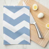 Linge De Cuisine Chevron bleu et blanc (Quart Plié)