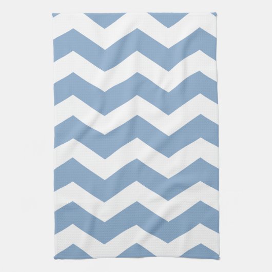 Linge De Cuisine Chevron bleu et blanc (Vertical)