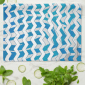 Linge De Cuisine Chevron bleu et blanc Zebra (Plié)