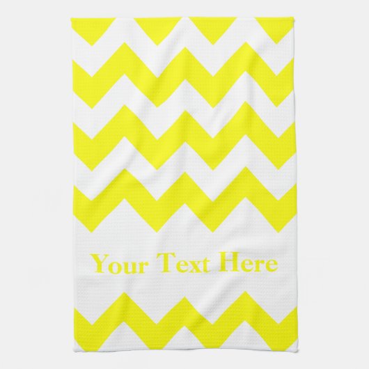 Linge De Cuisine Chevron en gras jaune avec texte personnalisable (Vertical)