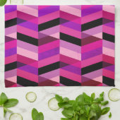 Linge De Cuisine Chevron/Herringbone abstrait | Violets et Violet (Plié)