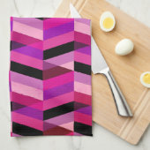 Linge De Cuisine Chevron/Herringbone abstrait | Violets et Violet (Quart Plié)