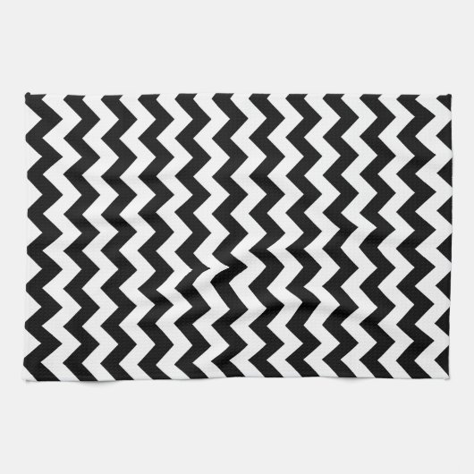 Linge De Cuisine Chevron noir et blanc (Horizontal)