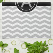 Linge De Cuisine Chevron noir gris (Plié)