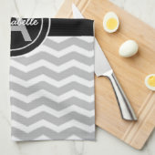 Linge De Cuisine Chevron noir gris (Quart Plié)