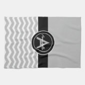 Linge De Cuisine Chevron noir gris (Horizontal)