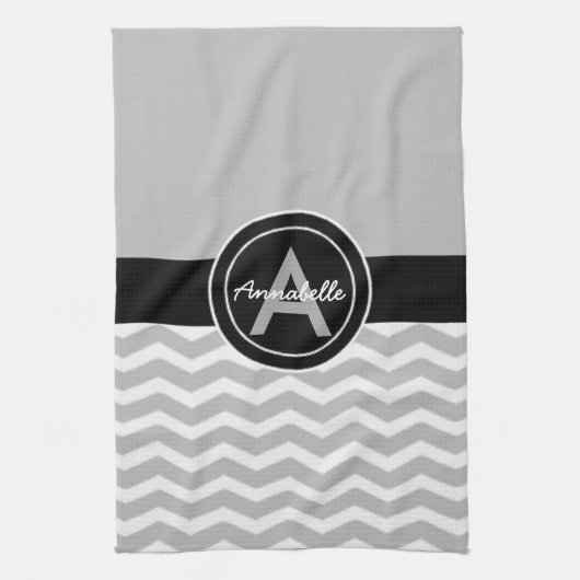 Linge De Cuisine Chevron noir gris (Vertical)
