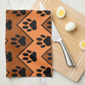 Linge De Cuisine Chevron Orange Brown Avec Motif Paw Chien (Quart Plié)