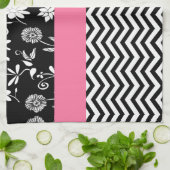 Linge De Cuisine chevron rose (Plié)