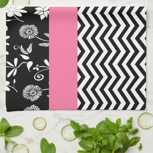 Linge De Cuisine chevron rose (Plié)