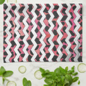 Linge De Cuisine Chevron rose et noir Dalmation (Plié)