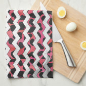 Linge De Cuisine Chevron rose et noir Dalmation (Quart Plié)