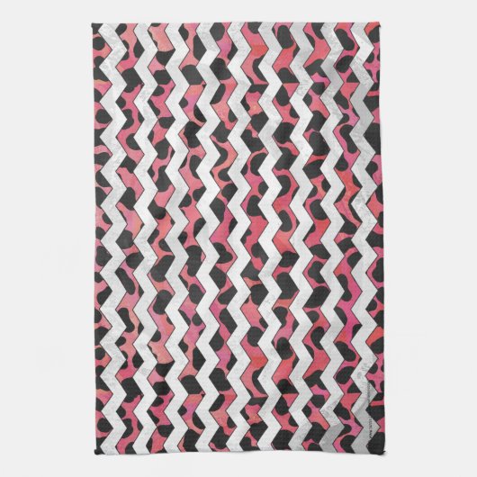 Linge De Cuisine Chevron rose et noir Dalmation (Vertical)
