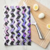 Linge De Cuisine Chevron rose et noir Dalmation (Quart Plié)