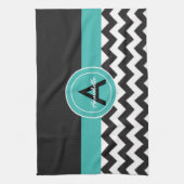 Linge De Cuisine Chevron sarcelle noir (Vertical)