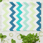 Linge De Cuisine Chevron turquoise et vert (Plié)