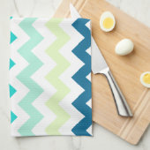 Linge De Cuisine Chevron turquoise et vert (Quart Plié)