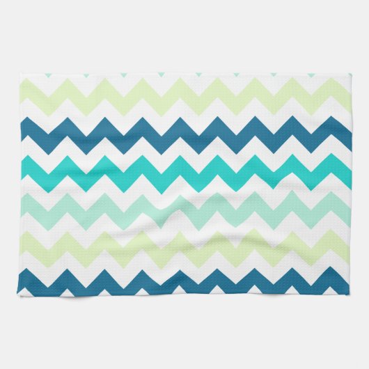 Linge De Cuisine Chevron turquoise et vert (Horizontal)